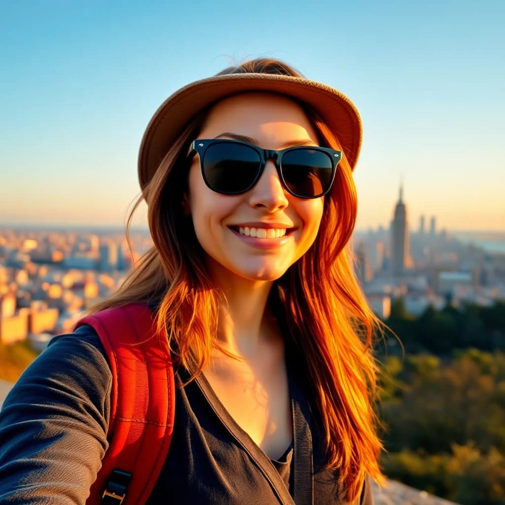 AI generated travel lifestyle portrait with scenic background - SelfAI photo studio